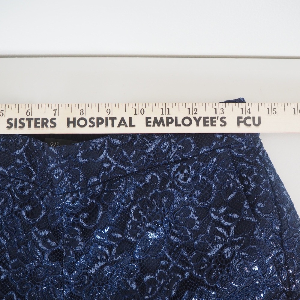 J. Crew Peyton High-Rise Pull-On Wide-Leg Pants Navy Metallic Lace Size 10 - Picture 5 of 11